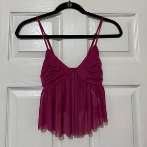 Urban Outfitters Pink Sheer Babydoll Top Size Small
